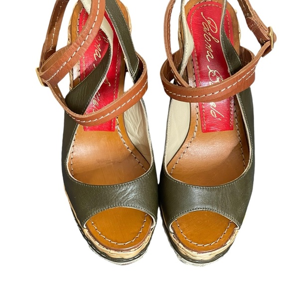 PALOMA BARCELO Platform
Leather Wicker Wedge Sandals
37 Olive/Brown Ankle Strap - Picture 10 of 16
